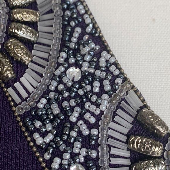 Sweater, EUC, beaded neckline, deep rich purple, 3/4 sleeve, sz Med - Picture 6 of 15